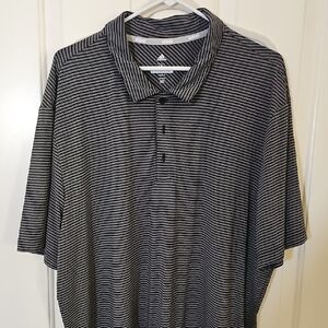 Adidas Men’s Black & Gray Striped Golf Polo Shirt